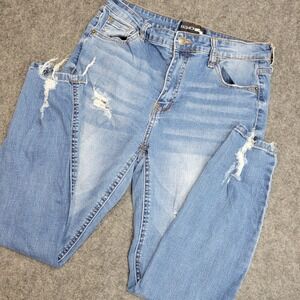 Fashion Nova Jeans Womens 11 Blue Denim Stretch Distressed Frayed Hem Y2K Street